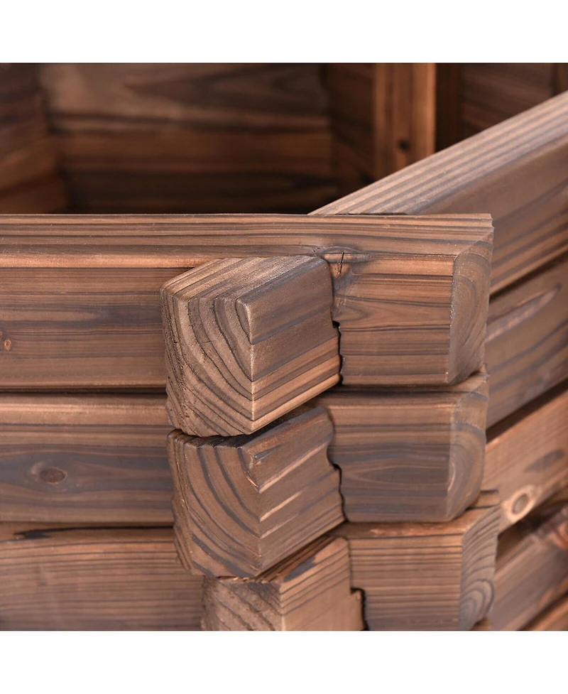 Sugift Outdoor Wooden Wishing Well Planter Bucket