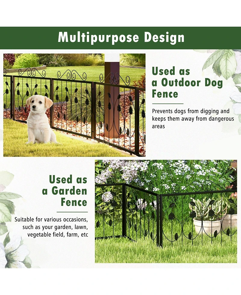 Sugift Decorative Garden Fence with 8 Panels Animal Barrier