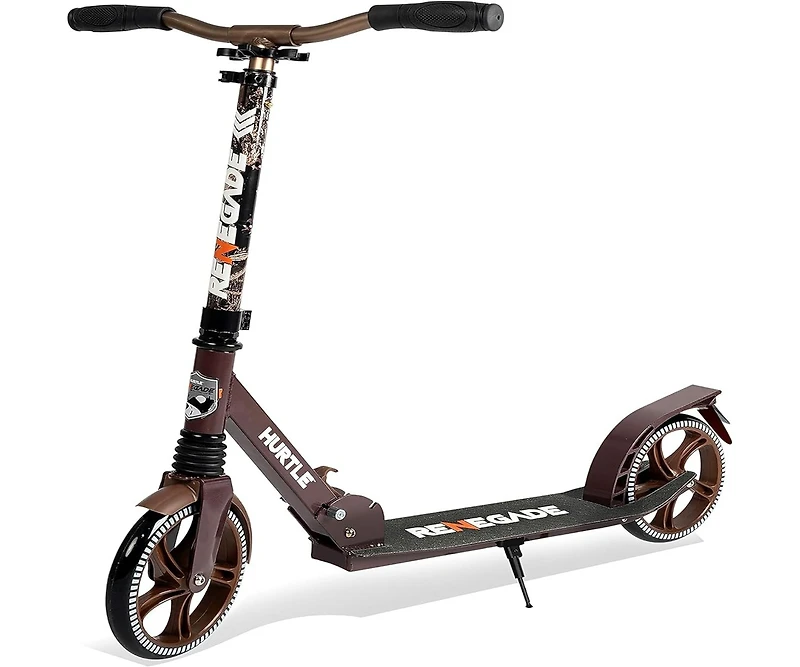Hurtle Lightweight and Foldable Kick Scooter - Adjustable Scooter for Teens and Adult, Alloy Deck with High Impact Wheels (Real Tree)