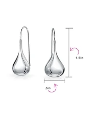 Bling Jewelry Simple Plain Puffed Teardrop Pear Shaped Rain Drop Earrings Fishhook Threader Polish Sterling Silver Inch