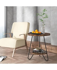 Tribesigns Round Side Table, 2-Tier End Table with Metal Legs, Modern Industrial Beside Table, Small Accent Table Snack Table for Living Room, Bedroom
