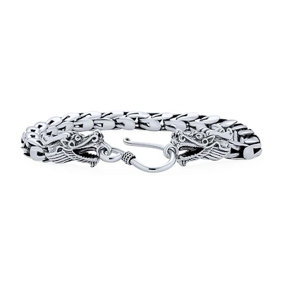 Bling Jewelry Dragon Bracelet Head Dragons Scales Chain Sterling Silver Eye Hook Clasp 8 Inch