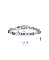 Bling Jewelry 9CT Clear Oval Cz Alternating Romantic Love Knot Symbol Infinity Tennis Bracelet Sterling Silver