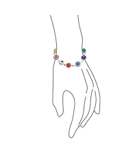 Bling Jewelry Protection Amulet Turkish Multi Color Charm Floral Round Flower Frame Evil Eyes Bracelet Sterling Silver 7.5 Inch