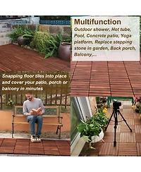 Streamdale Furniture Acacia Hardwood Deck Tiles Striped Pattern, Outdoor Flooring