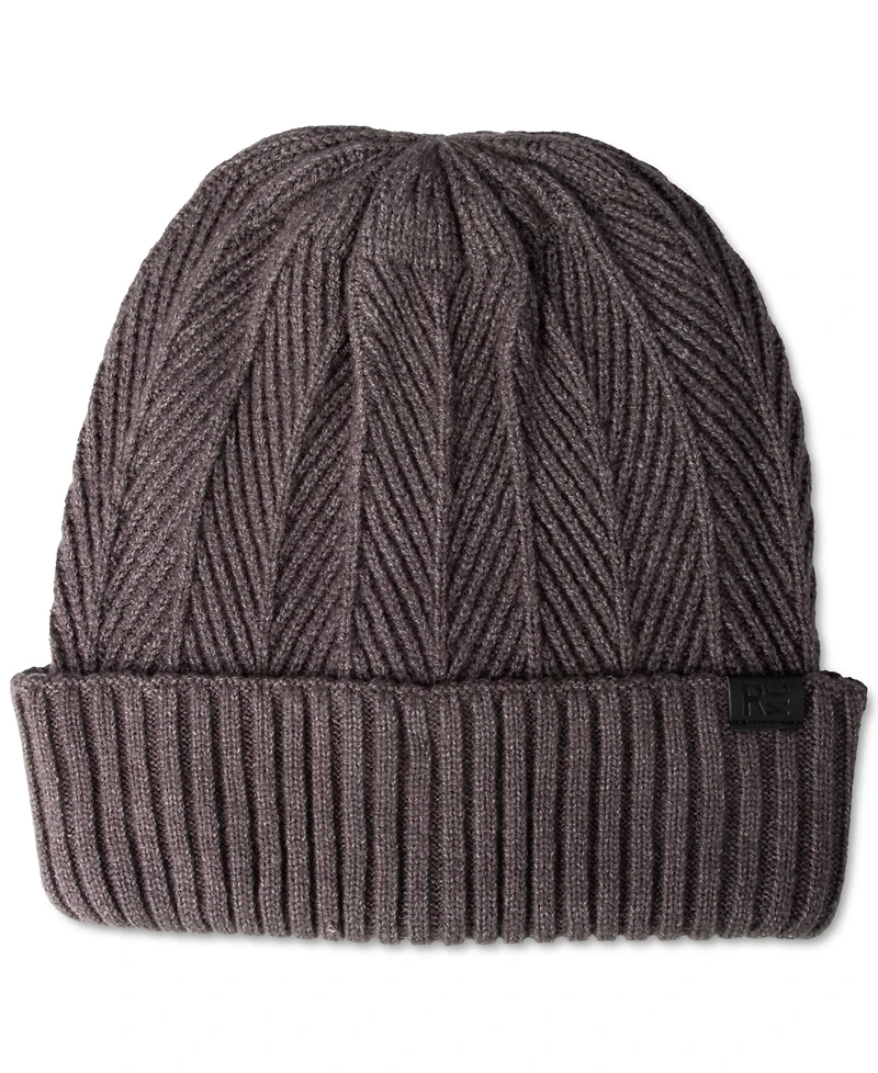 Kenneth Cole Reaction Men's Ribbed Herringbone Beanie & Scarf Set