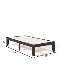 Gymax 14'' Twin Wooden Platform Bed Frame w/ Strong Slat Support Espresso