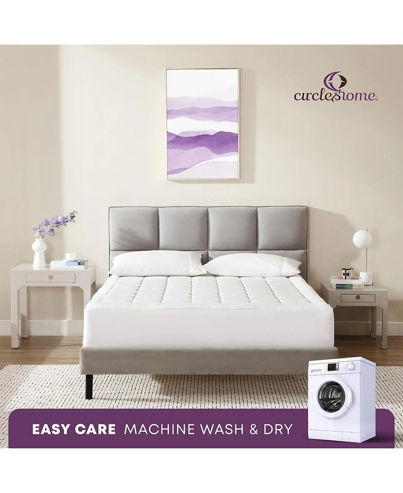 Circles Home Circleshome Ultra-Plush Down Alternative Cotton Top Mattress Pad White California King