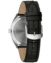 Bulova Men's Black Leather Strap Watch 42mm