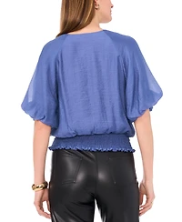 Vince Camuto Women's Short-Sleeve Smocked-Waist Top