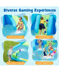 Inflatable Water Slide, Blowup Water Park with Dual Slides & 584W Blower