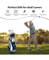 Vebreda 10.5 Inch Golf Stand Bag with 14 Way Dividers and 7 Zippered Pockets-Navy
