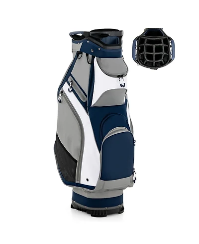 Vebreda 10.5 Inch Golf Stand Bag with 14 Way Dividers and 7 Zippered Pockets-Navy