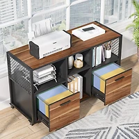 Tribesigns 2 Drawer Wood File Cabinets, Modern Mobile Lateral Filing Cabinet for Letter/ A4 Size, Printer Stand with Open Storage Shelves and Drawer f