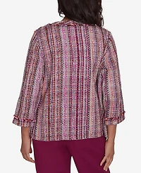 Alfred Dunner Petite Wine Country Fringe Textured Jacket