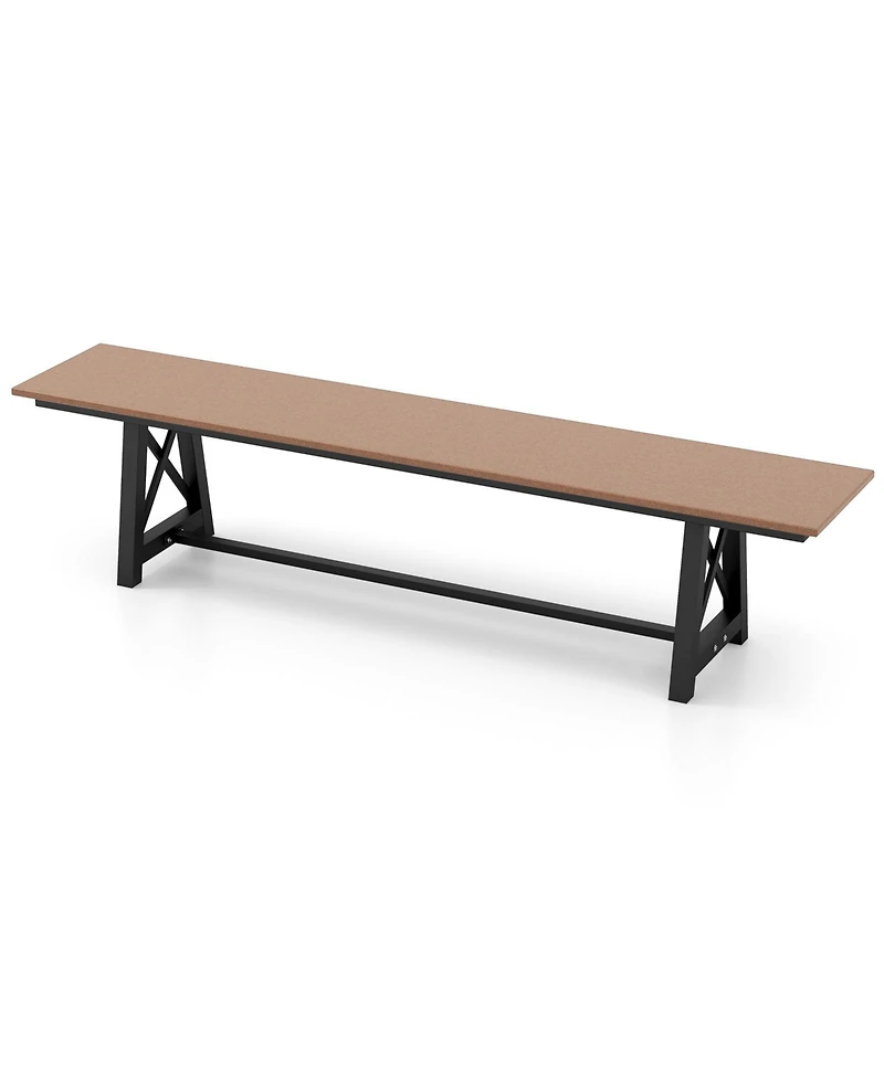 3-4 Person Outdoor Hdpe Bench with Metal Frame-Brown