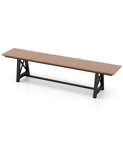 3-4 Person Outdoor Hdpe Bench with Metal Frame-Brown