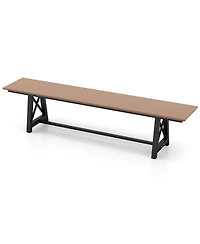 3-4 Person Outdoor Hdpe Bench with Metal Frame-Brown