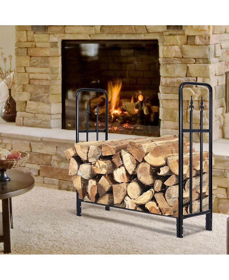 Skonyon 4 Feet Outdoor Heavy Duty Steel Firewood Wood Storage Rack