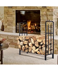 Skonyon 4 Feet Outdoor Heavy Duty Steel Firewood Wood Storage Rack