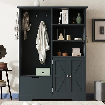 Elegant Hall Tree: Shoe Cabinet, Bench, Coat Rack