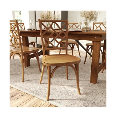 Merrick Lane Mara Solid Wood Dining Chair With Stackable Design, Ornate Seat Back Accenting, And Elegant Finish