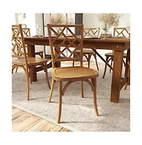 Merrick Lane Mara Solid Wood Dining Chair With Stackable Design, Ornate Seat Back Accenting, And Elegant Finish