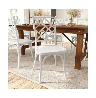 Merrick Lane Mara Solid Wood Dining Chair With Stackable Design, Ornate Seat Back Accenting, And Elegant Finish