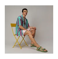 Campus Sutra Men's Mint Green & Plum Purple Balanced Striped Oversized Shirt