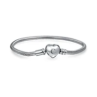 Bling Jewelry Snake Bracelet with Heart Clasp Fits European Beads 7 Inch