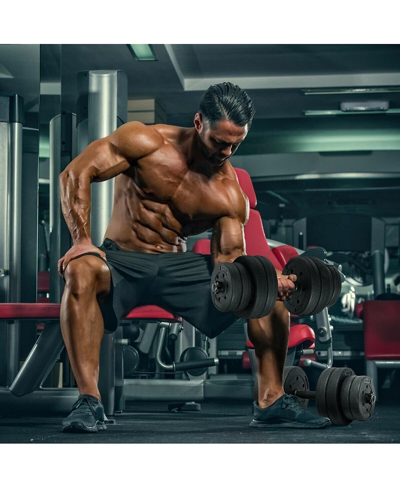 Skonyon 66 Lbs Fitness Dumbbell Weight Set with Adjustable Weight Plates and Handle