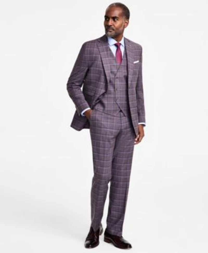 Tayion Collection Mens Regular Fit Suit Jacket Vest Pants