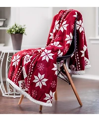 Chanasya Premium Gold Fox Print Fleece Throw Blanket - Cozy and Warm, Cute Design, Super Soft, Plush and Fluffy Sherpa