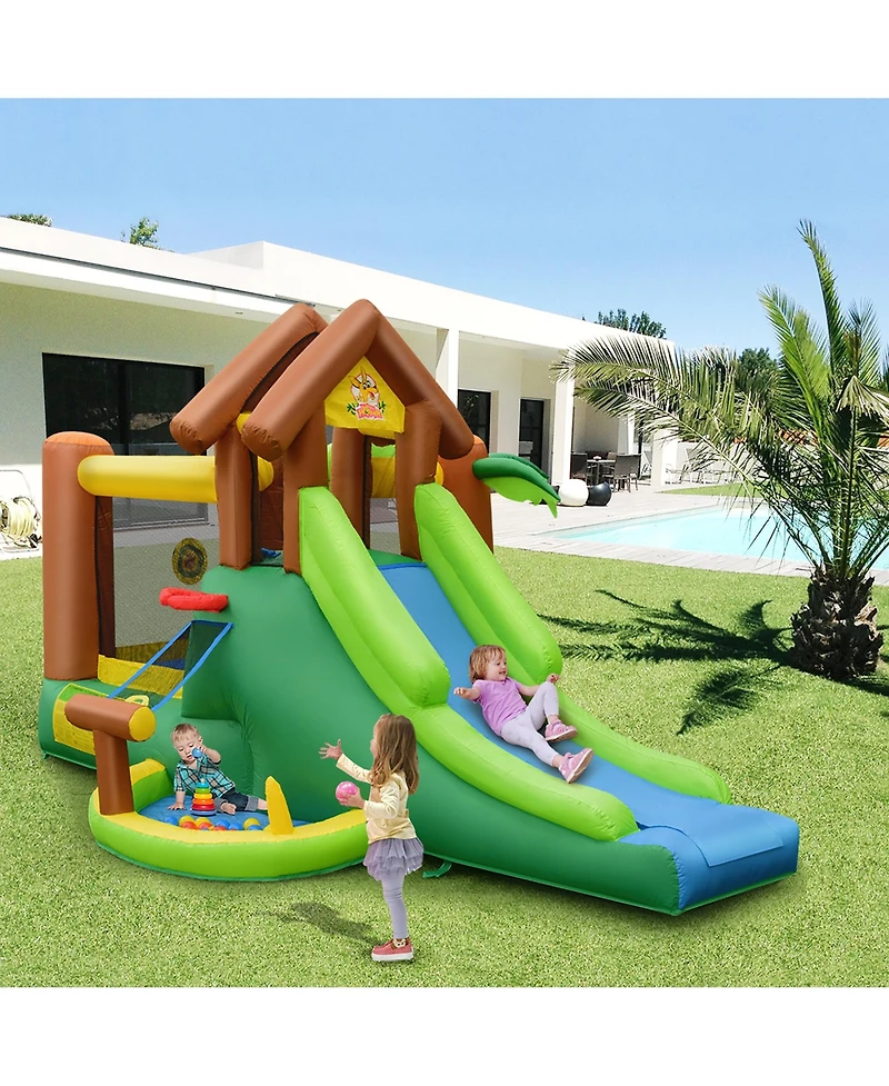 Costway Inflatable Jungle Bounce House Kids Dual Slide Jumping Castle Bouncer