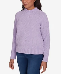 Alfred Dunner Petite Classics Chenille Diamond Turtleneck Sweater