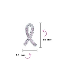 Bling Jewelry Strength and Hope Elegant Fine Pave Cubic Zirconia Cz Pink Ribbon Breast Cancer Survivor Stud Earrings Sterling Silver