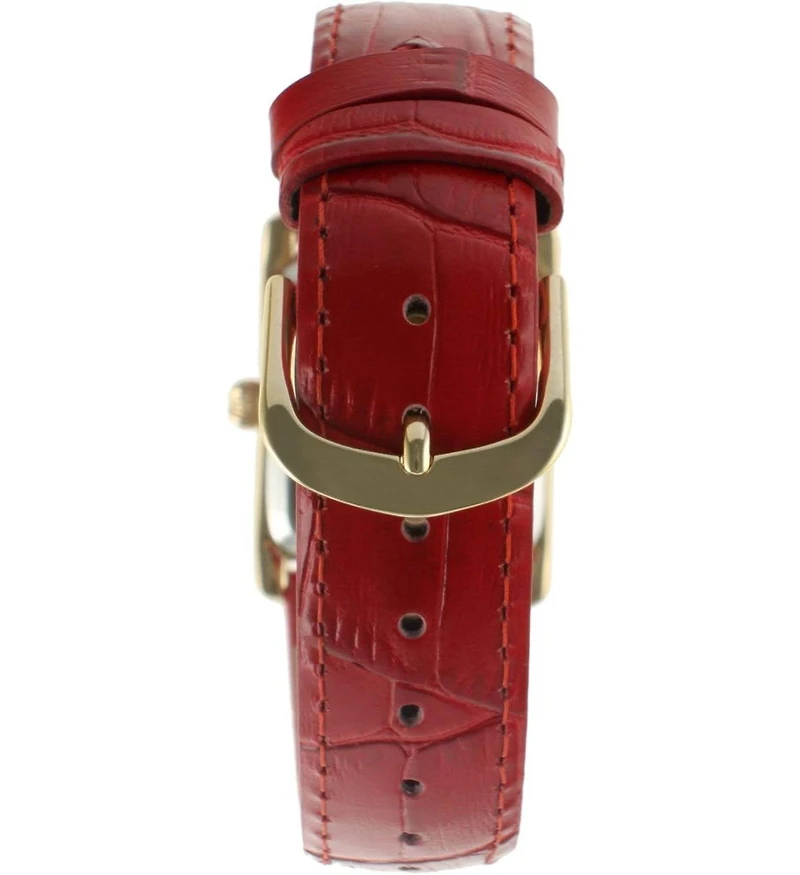 Peugeot Women's Tank Watch Roman Dial Red Leather Strap