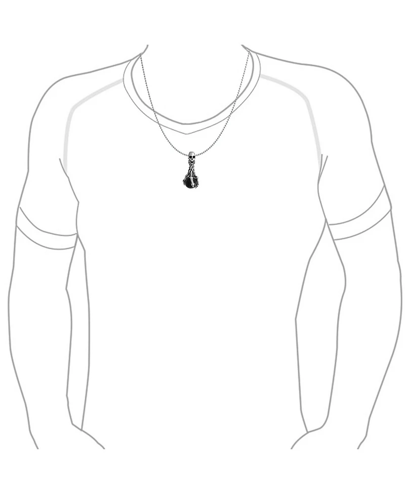 Bling Jewelry Biker Caribbean Pirate Black Orb Claw Skull Pendant Necklace Stainless Steel