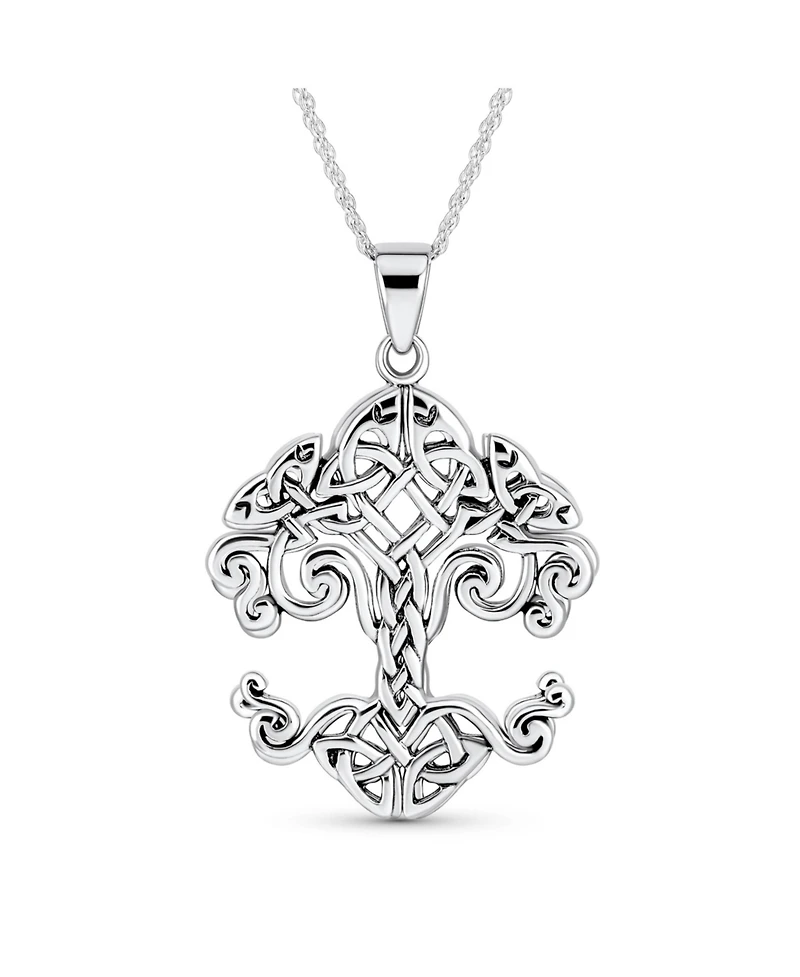 Bling Jewelry Large Celtic Matriarch Mothers Family Wishing Tree Of Life Pendant Necklace Roots Of Family Oxidized Sterling Silver