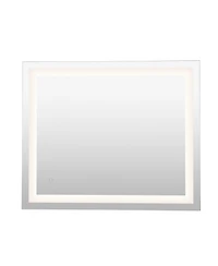 Jonathan Y Remy Rectangular Frameless Anti-Fog Aluminum Front Lit Tri Color Led Bathroom Vanity Mirror with Smart Touch Control