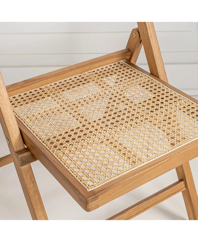 Jonathan Y Theo Mid-Century Vintage Wood Rattan Folding Chair with Adjustable Back (Set of 2)