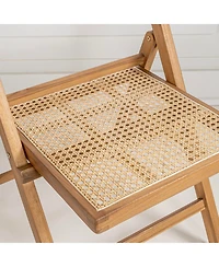 Jonathan Y Theo Mid-Century Vintage Wood Rattan Folding Chair with Adjustable Back (Set of 2)
