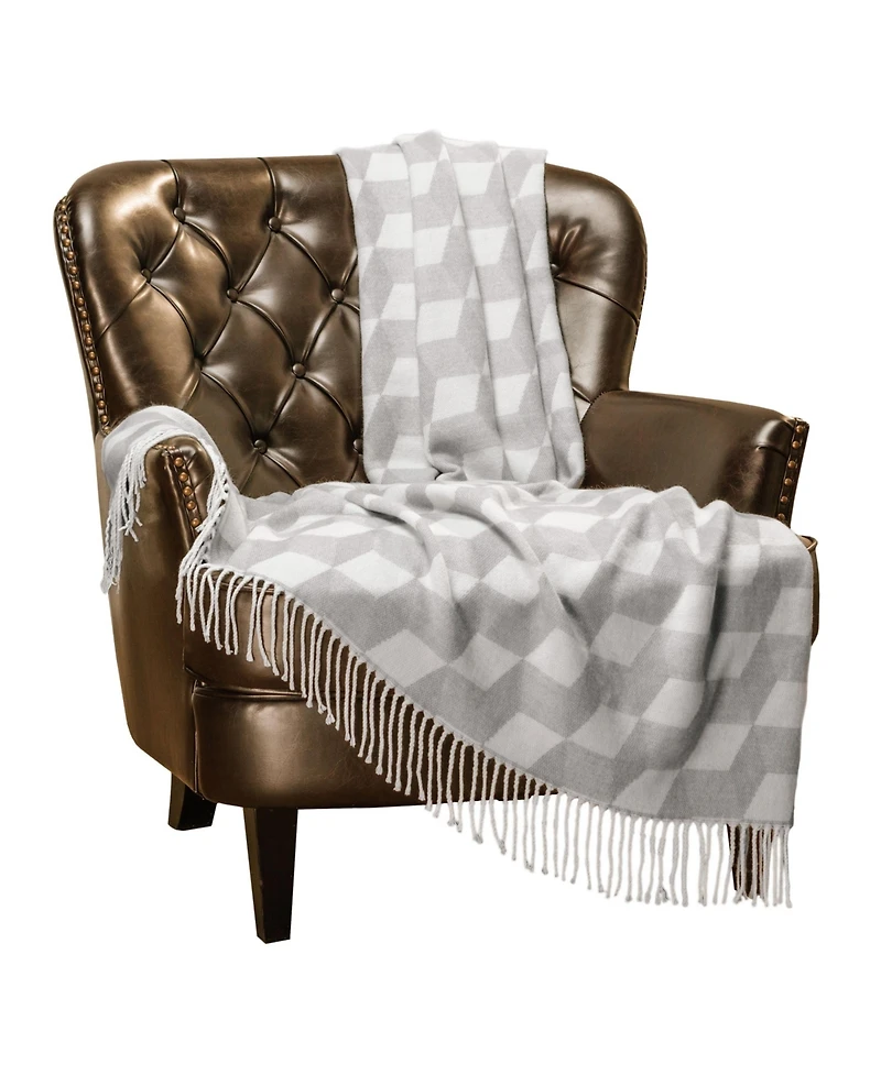 Chanasya Premium Pleated Solid Plaid Acrylic Throw Blanket With Tassels
