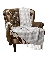 Chanasya Premium Pleated Solid Plaid Acrylic Throw Blanket With Tassels