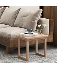 Long Natural Wood Bath Spa Stool with Non-slip Foot Pads for Elderly
