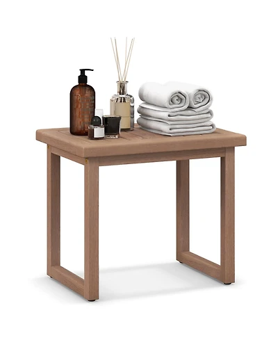 Long Natural Wood Bath Spa Stool with Non-slip Foot Pads for Elderly