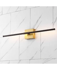 Jonathan Y Makena 28" Modern Minimalist Dimmable Integrated Led Metal Wall Sconce, Oil Rubbed Bronze/Brass Gold