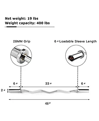 Sugift 47 Inch Chrome Steel Home Gym Fitness Equipment Bar