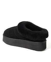 Fireside by Dearfoams Women's Bendigo Genuine Shearling Quilted Platform Clog Slipper
