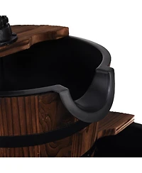 Skonyon 2-Tiers Outdoor Wooden Barrel Waterfall Fountain with Pump